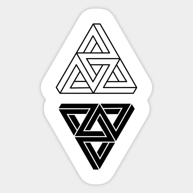 Penrose Triangles on White Sticker by SWAMPMEAT